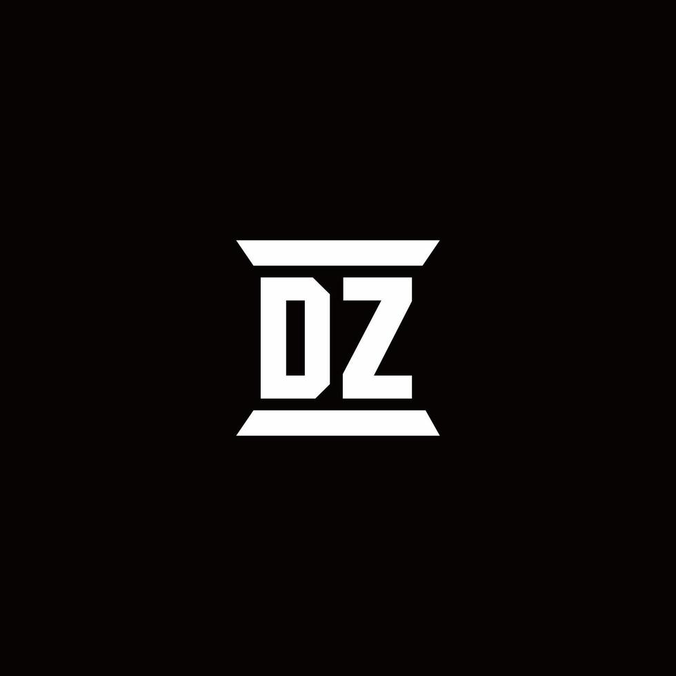 monogramme du logo dz avec modèle de conception de forme de pilier vecteur