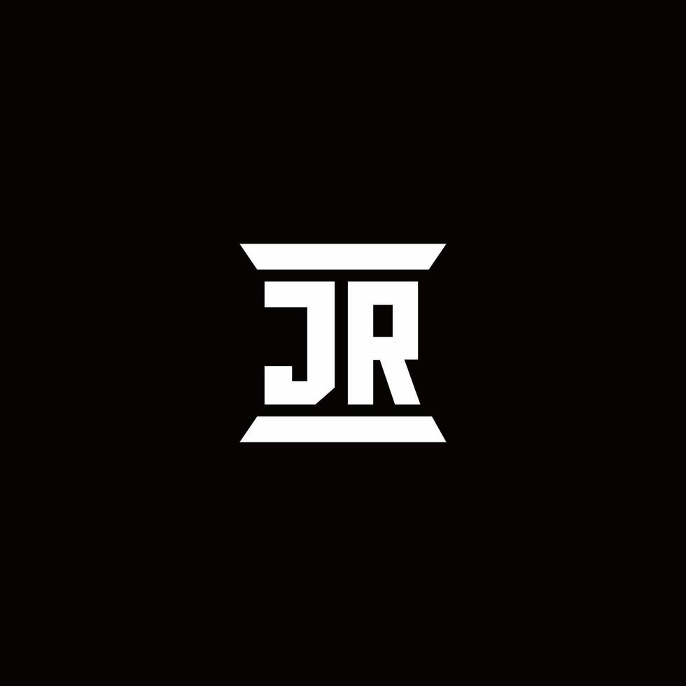 monogramme du logo jr avec modèle de conception de forme de pilier vecteur