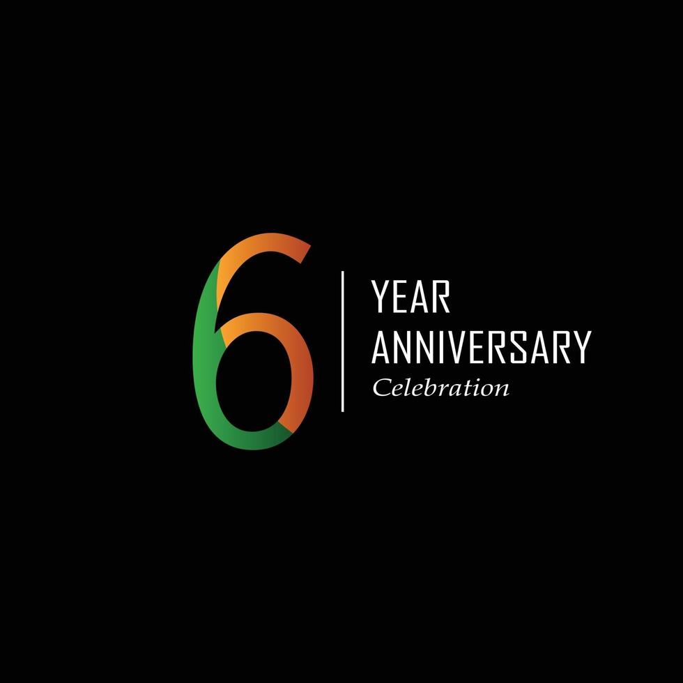 Illustration de conception de modèle de vecteur de célébration d'anniversaire de 6 ans