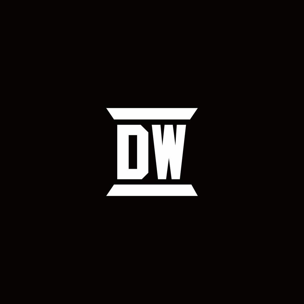 monogramme du logo dw avec modèle de conception de forme de pilier vecteur