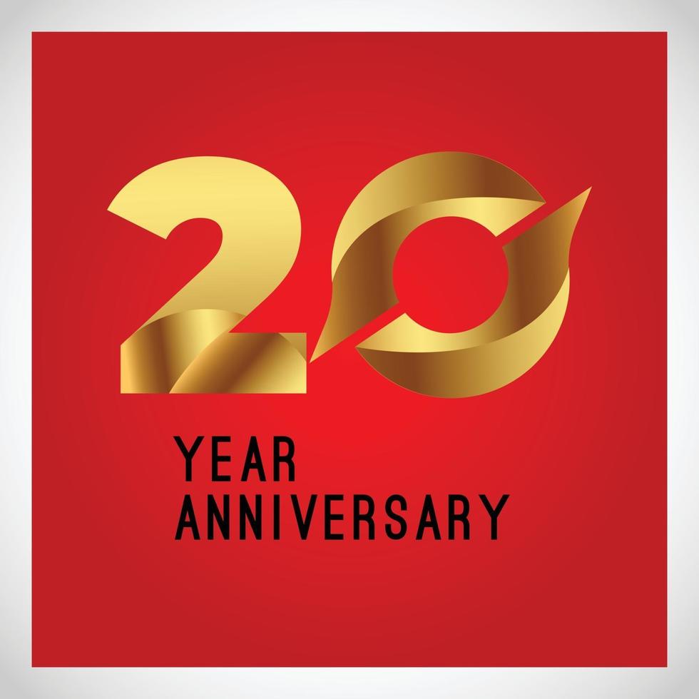 20 ans anniversaire logo vector modèle design illustration couleur