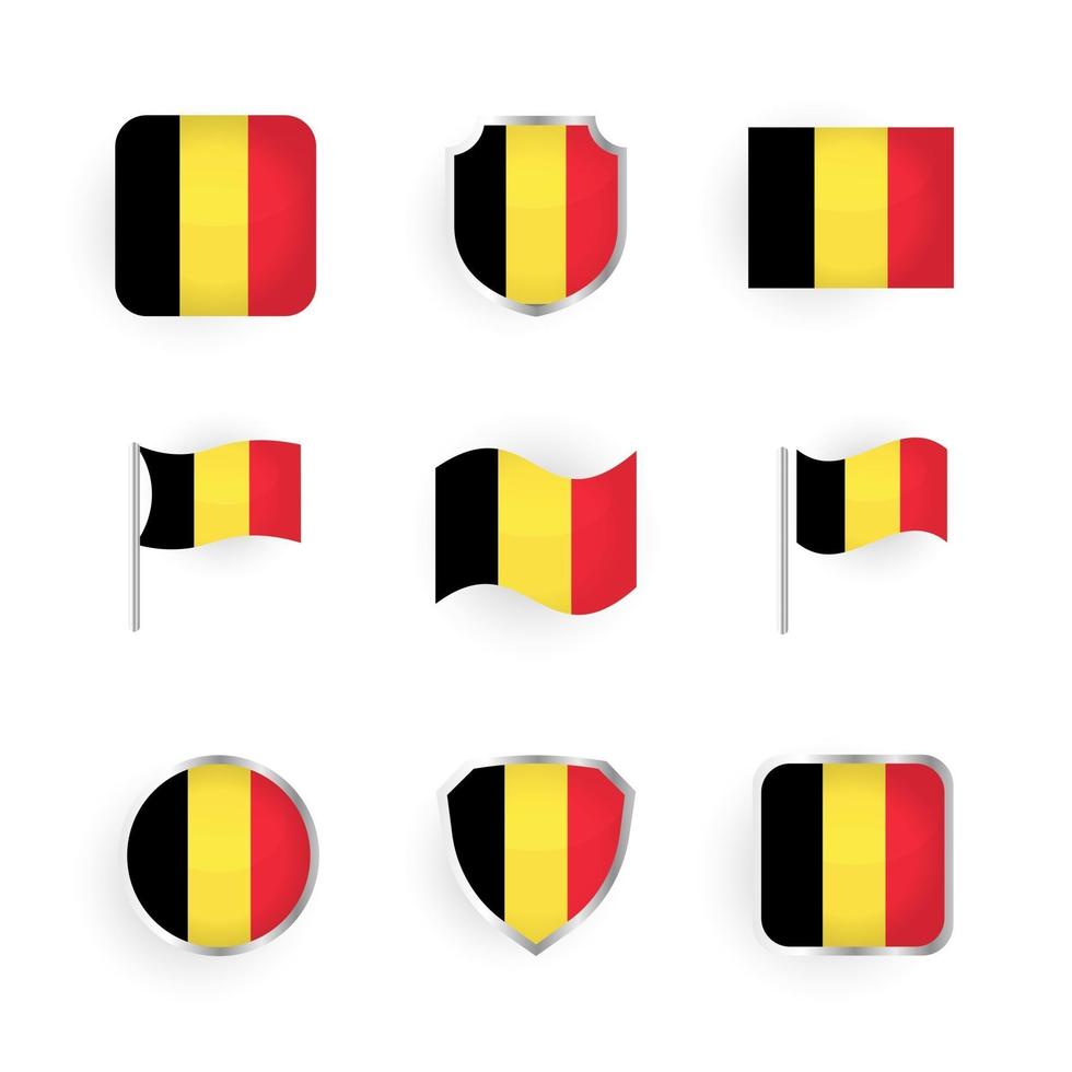 ensemble d'icônes de drapeau belge vecteur