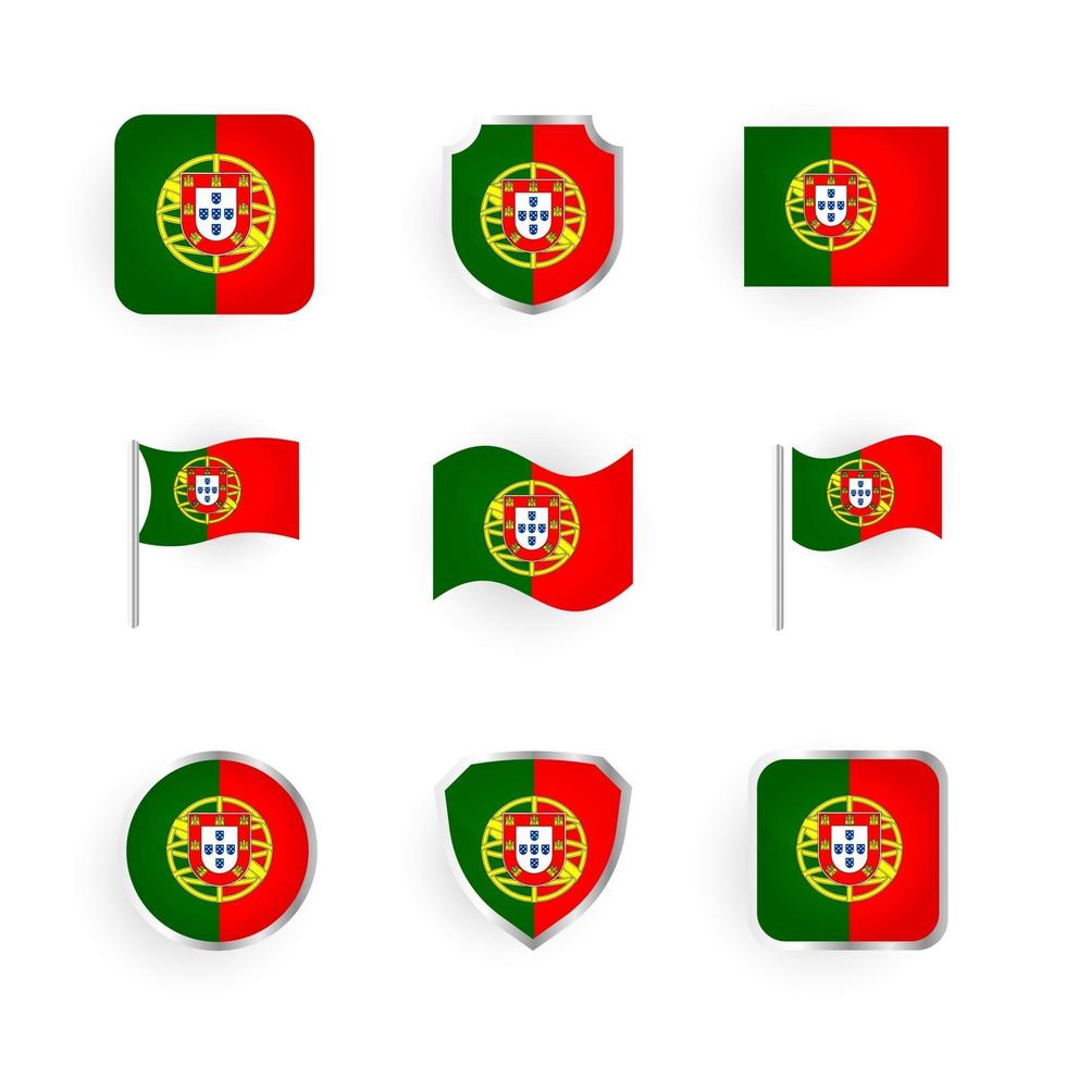 ensemble d'icônes de drapeau du portugal vecteur