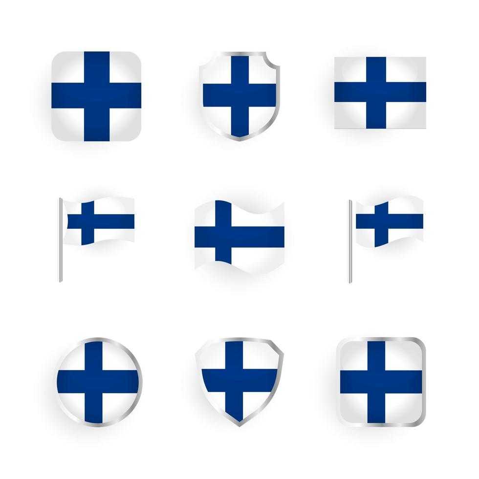 jeu d'icônes de drapeau finlandais vecteur