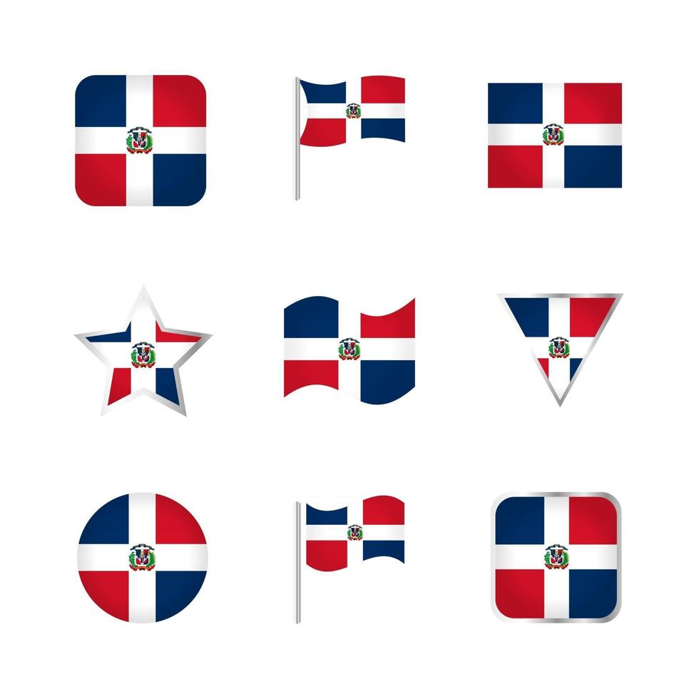 ensemble d'icônes de drapeau de la république dominicaine vecteur