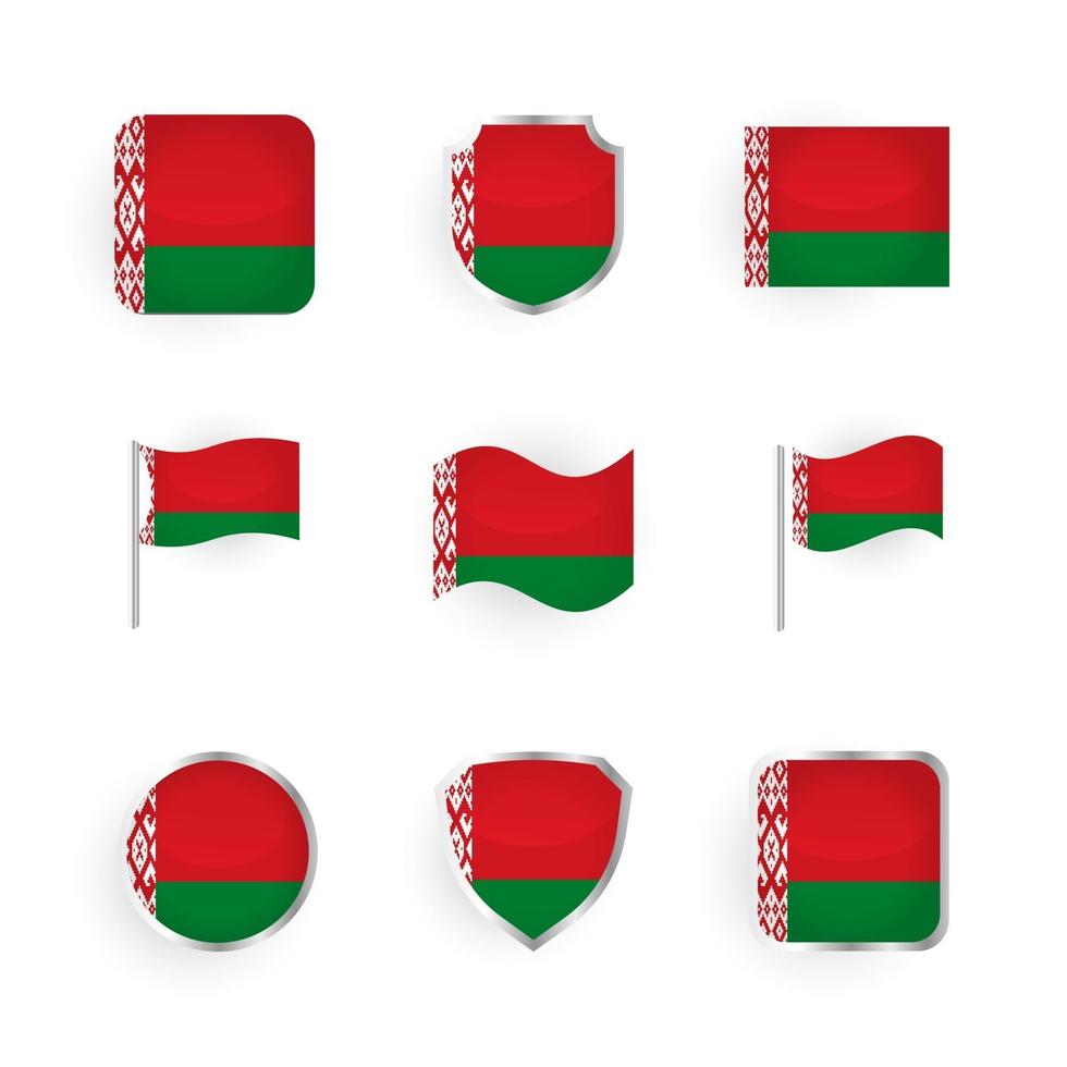 jeu d'icônes de drapeau biélorusse vecteur