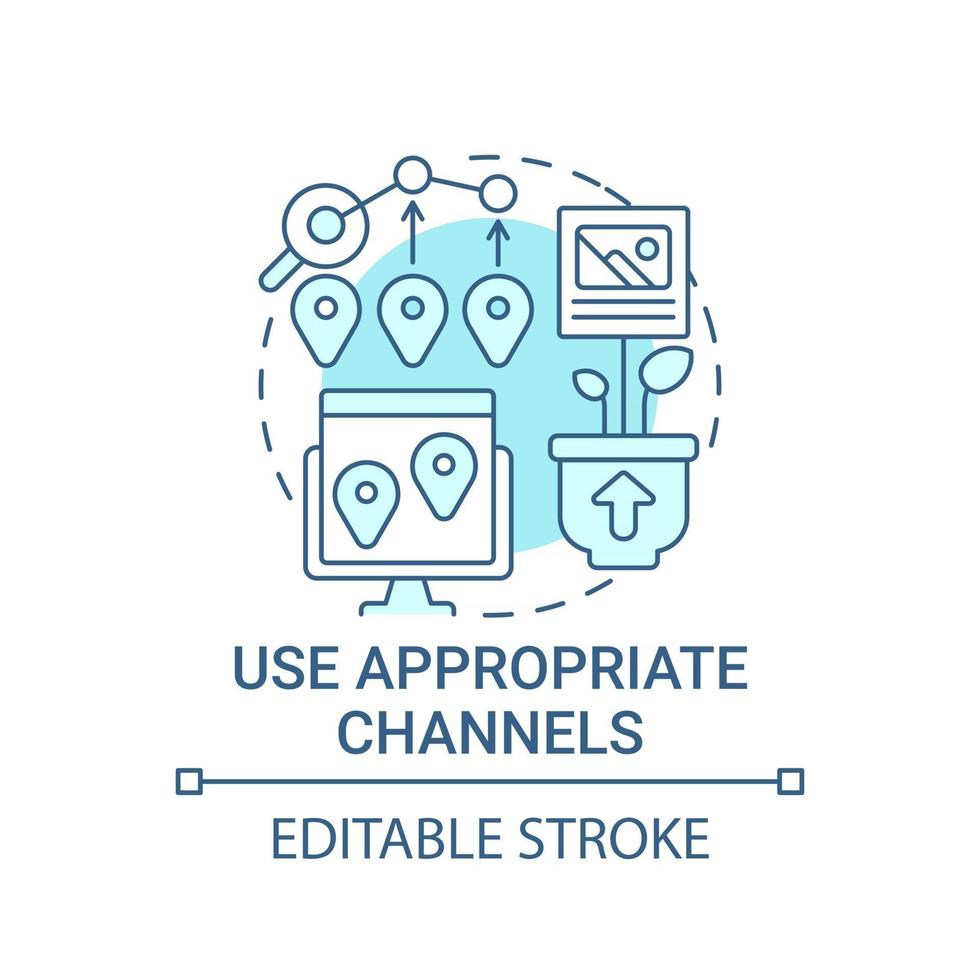 utiliser les canaux appropriés pour l'icône de concept de contenu vecteur