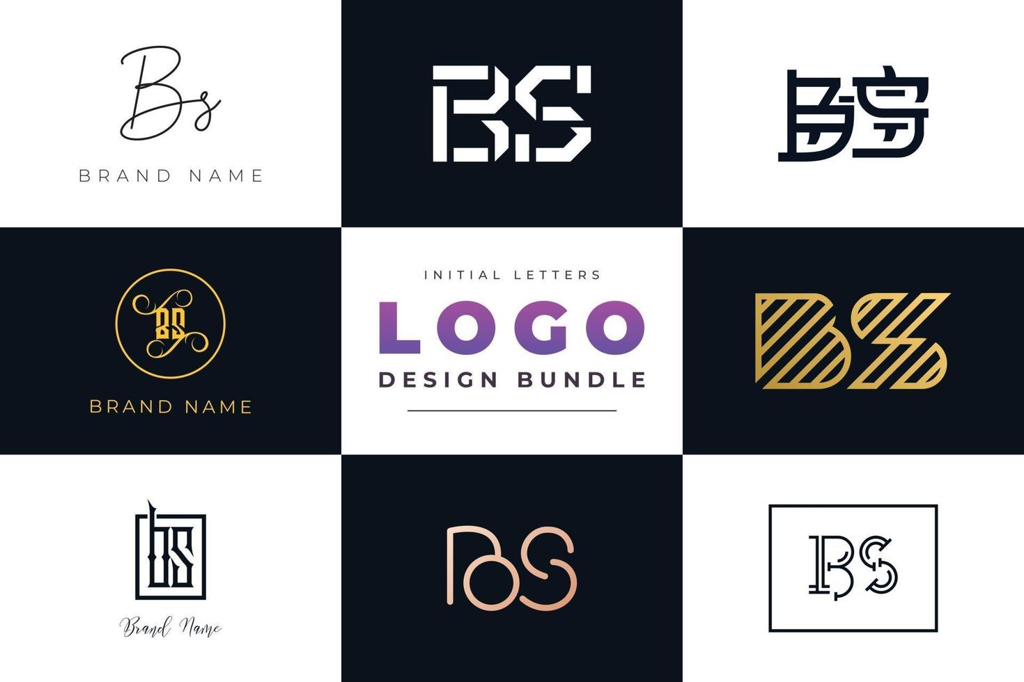 ensemble de lettres initiales de collection bs logo design. vecteur