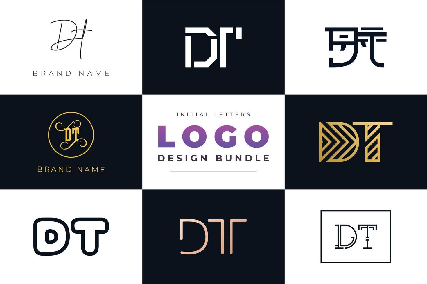 ensemble de lettres initiales de collection dt logo design. vecteur