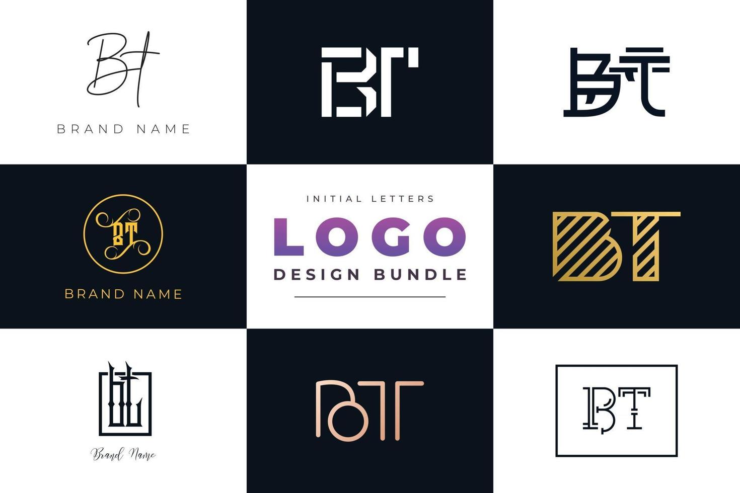 ensemble de lettres initiales de collection bt logo design. vecteur