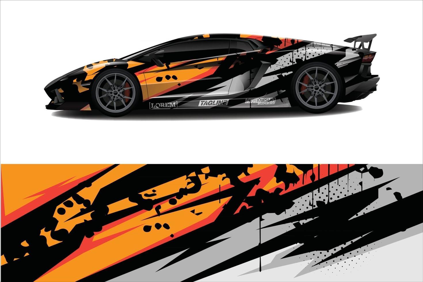 voiture wrap graphique racing abstrait pour wrap et vinyle autocollant vecteur