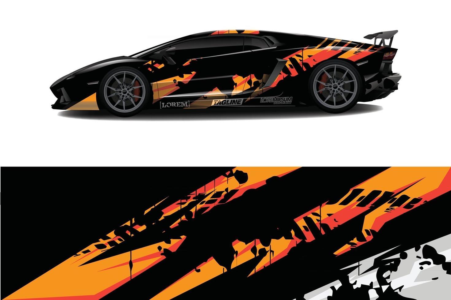 voiture wrap graphique racing abstrait pour wrap et vinyle autocollant vecteur