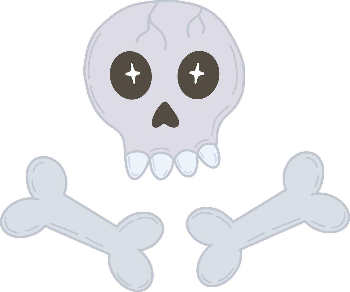 une dessiné à la main illustration de une crâne et des os pour Halloween. vecteur illustration de une crâne et des os sur une transparent Contexte.