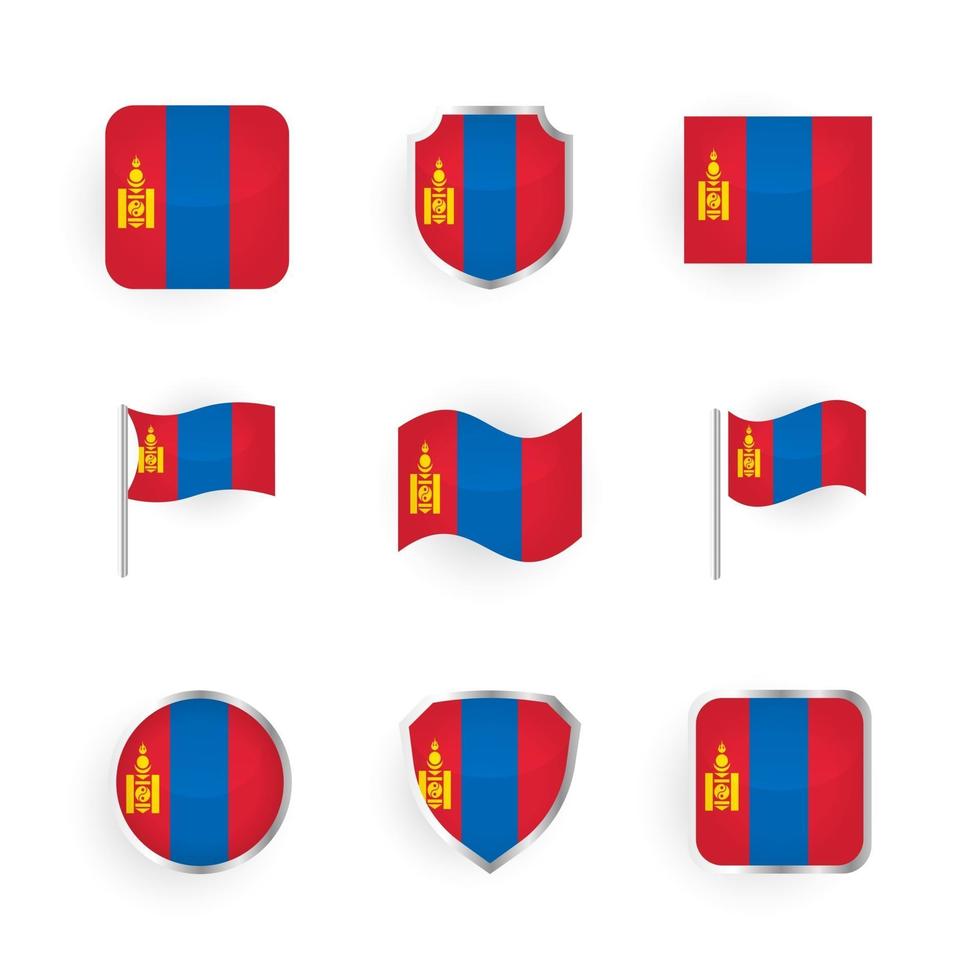jeu d'icônes de drapeau de mongolie vecteur