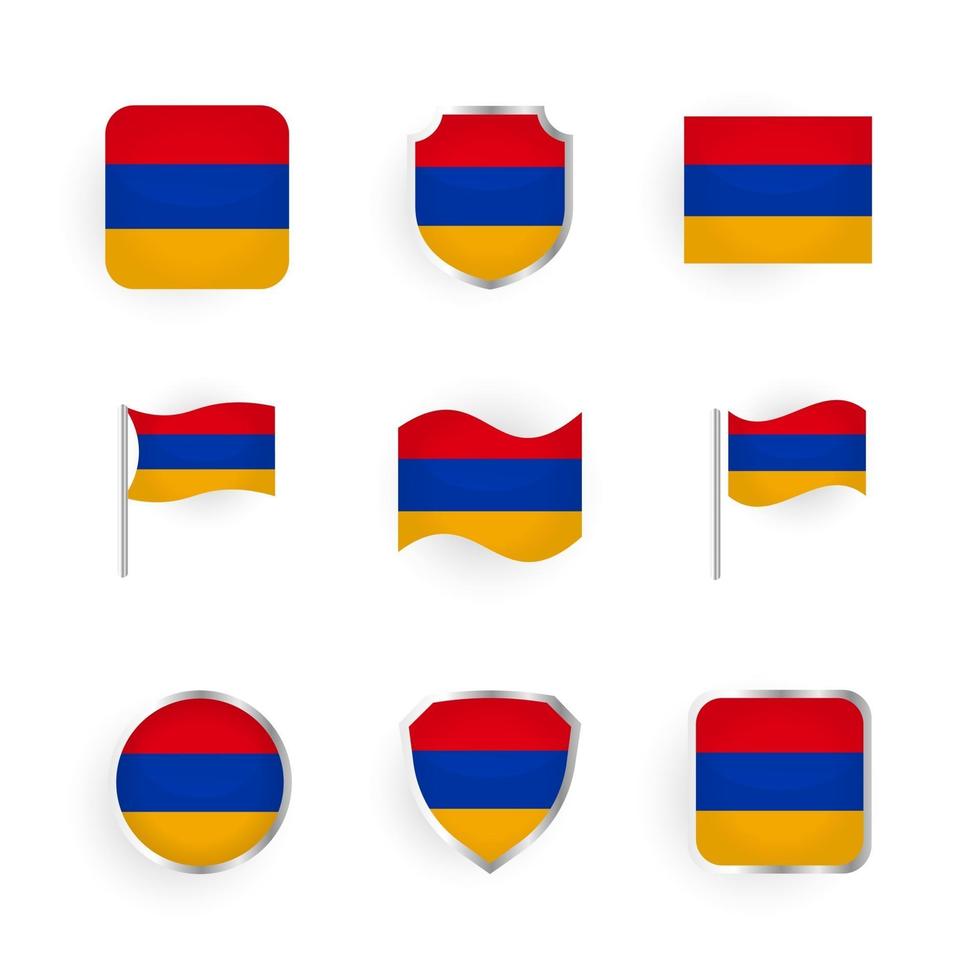 ensemble d'icônes de drapeau arménien vecteur