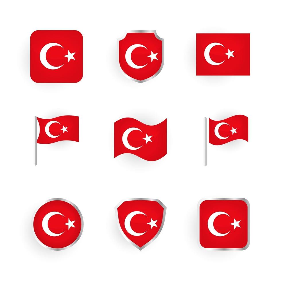 ensemble d'icônes de drapeau de turquie vecteur