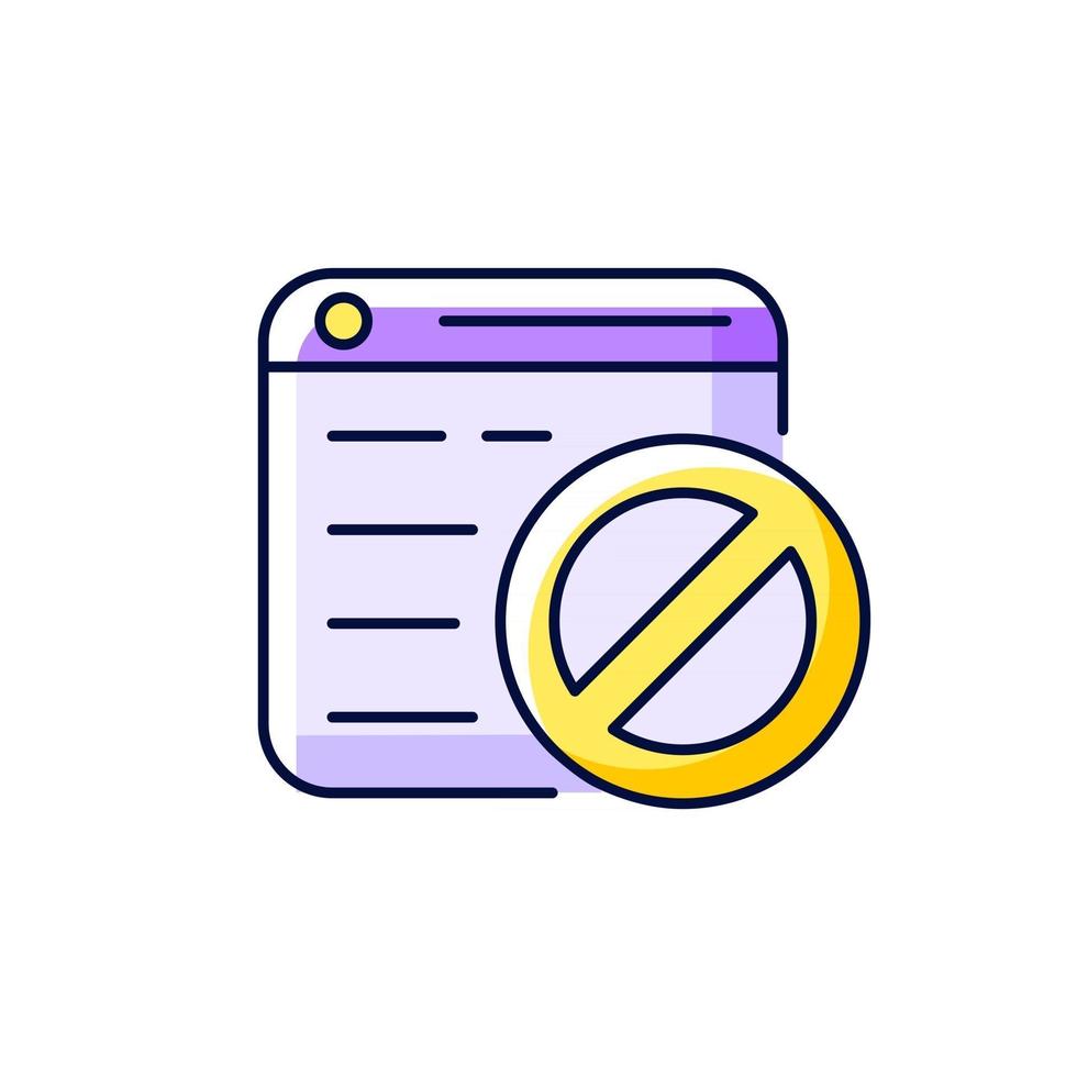 site Web bloquant l'icône de couleur rvb violette vecteur