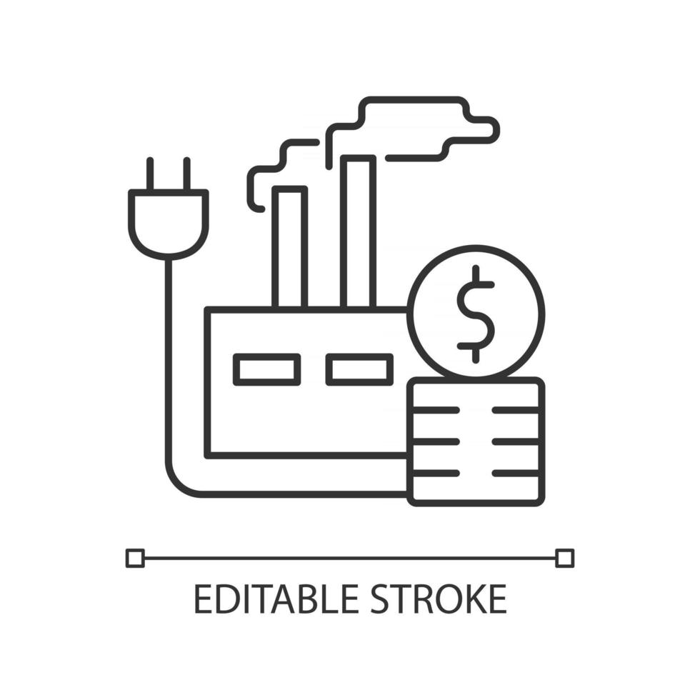 prix de l'énergie pour l'icône linéaire de l'industrie vecteur