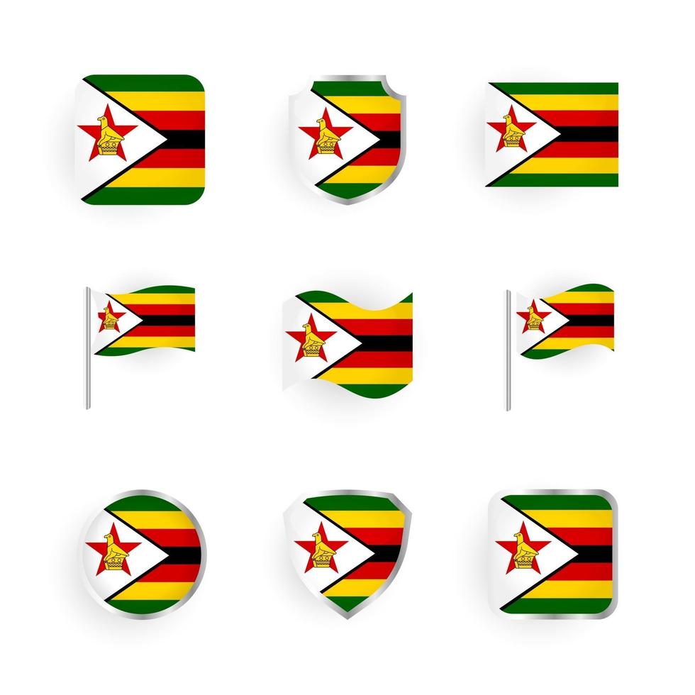 ensemble d'icônes du drapeau du zimbabwe vecteur