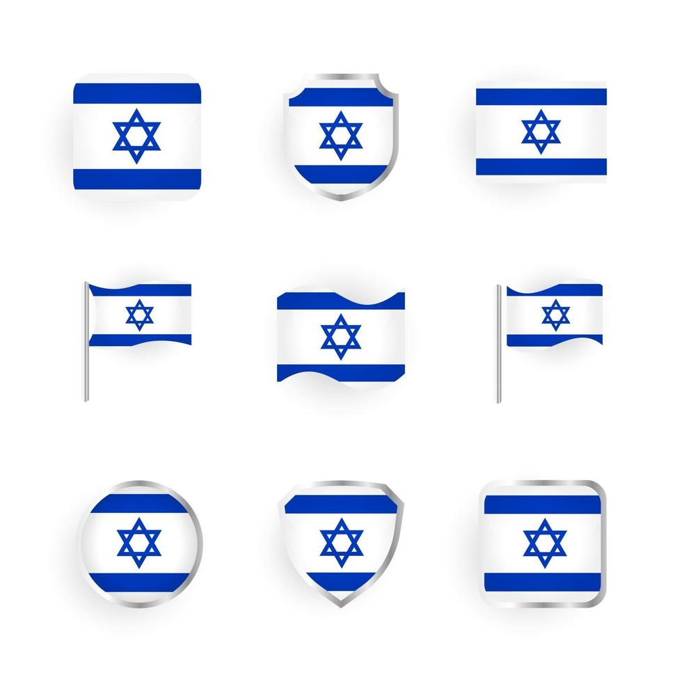 ensemble d'icônes de drapeau d'israël vecteur