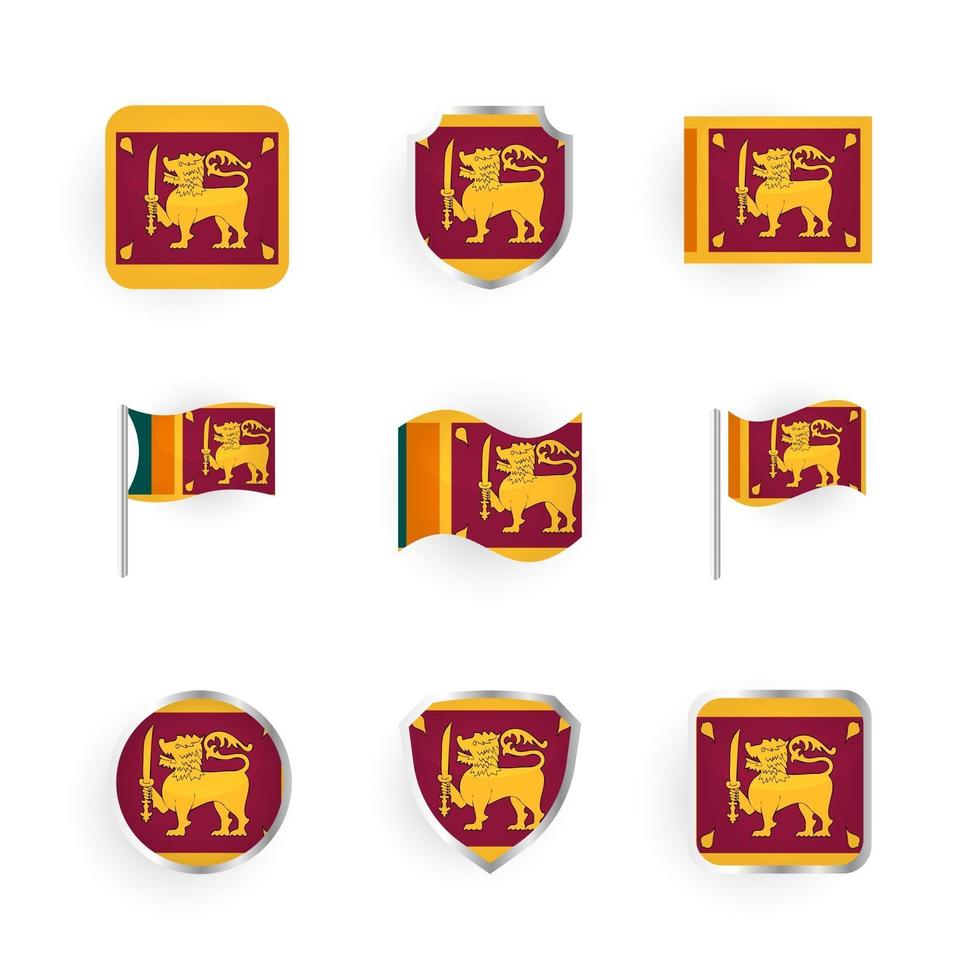 ensemble d'icônes du drapeau du sri lanka vecteur