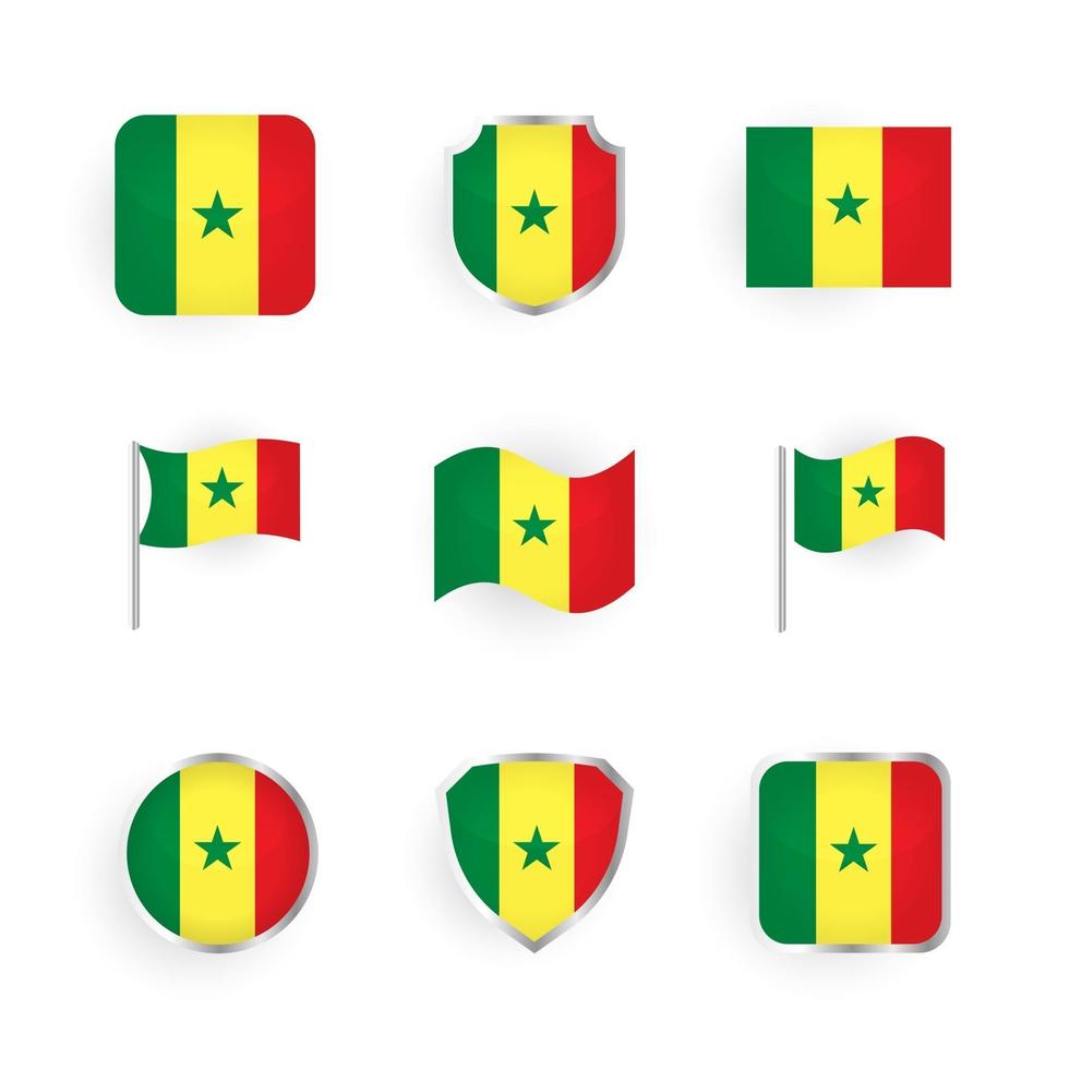 ensemble d'icônes du drapeau du sénégal vecteur