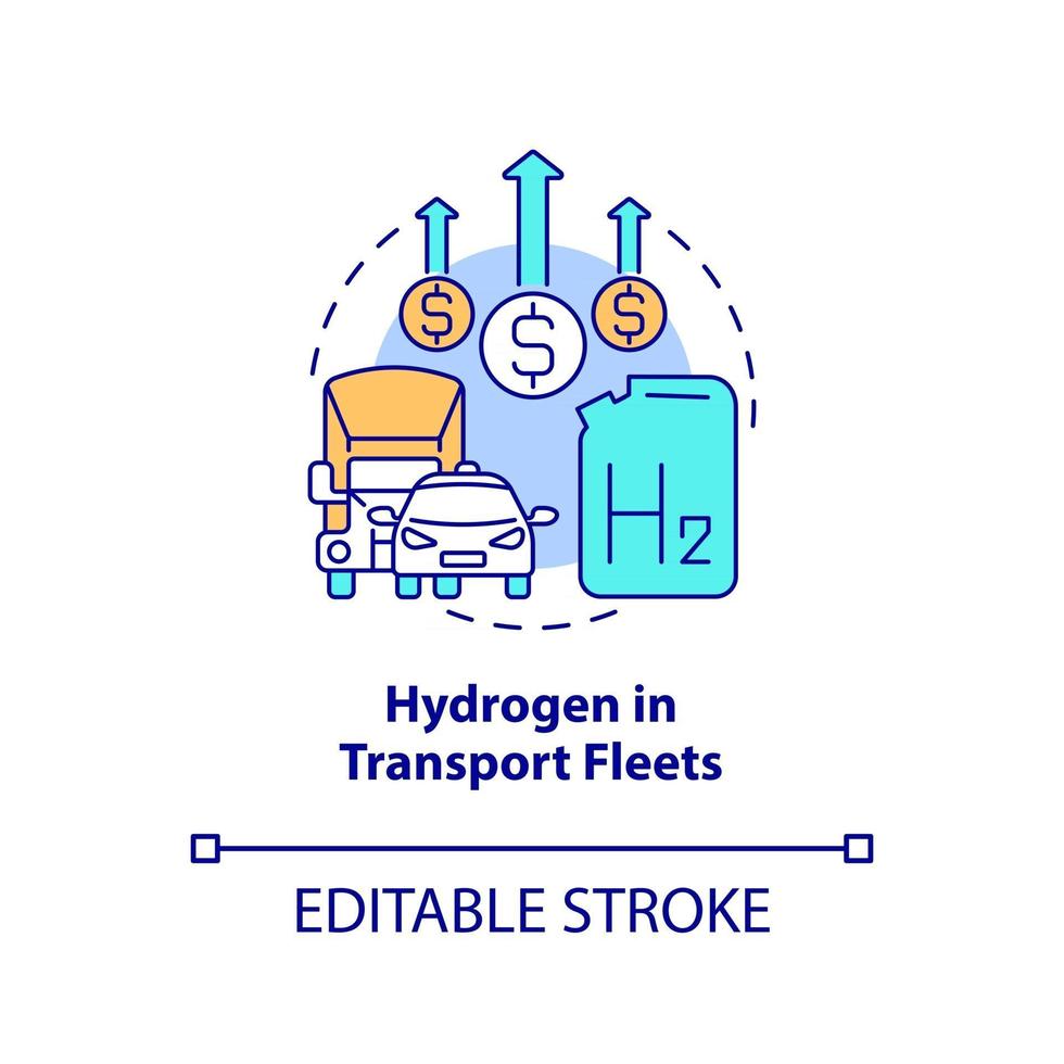 L'hydrogène dans l'icône de concept de flottes de transport vecteur