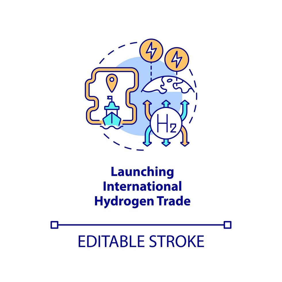 lancement de l'icône du concept de commerce international de l'hydrogène vecteur