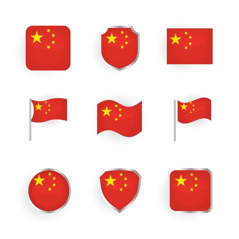 ensemble d'icônes de drapeau de la chine vecteur