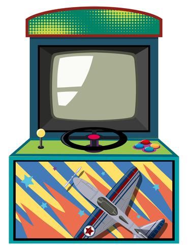 Boîte de jeu d&#39;arcade avec jet volant vecteur
