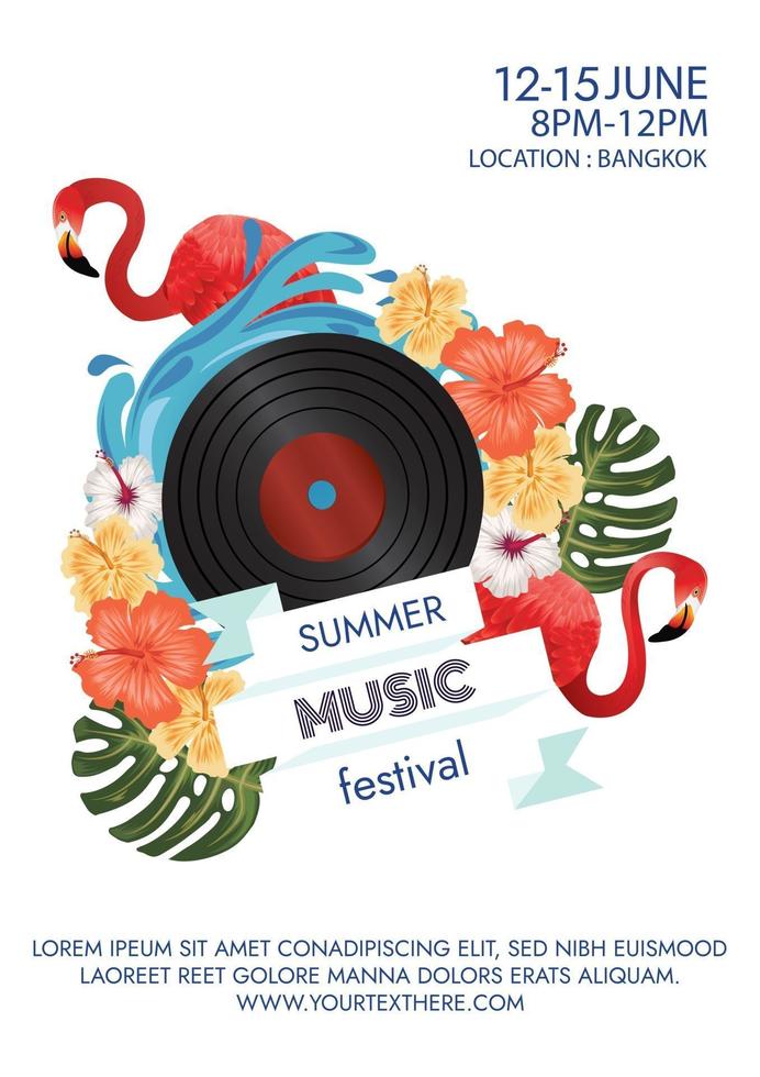 affiche du festival de musique pour la fête tropicale vecteur