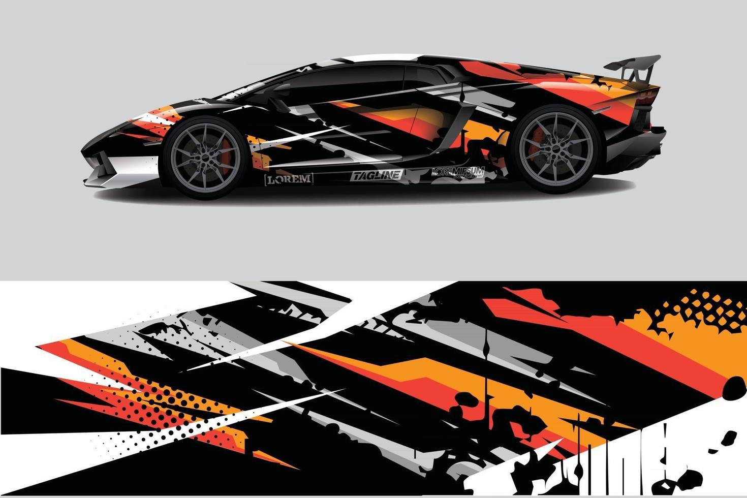 voiture wrap graphique racing abstrait pour wrap et vinyle autocollant vecteur