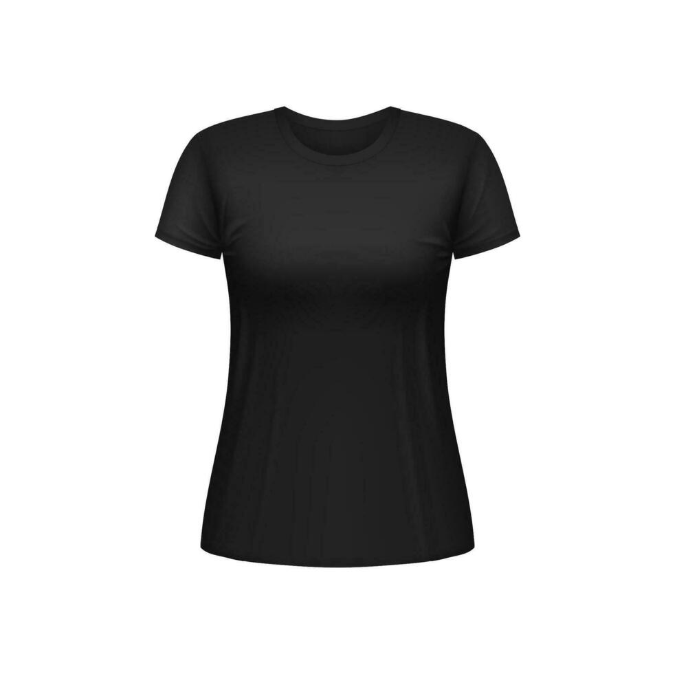 noir femmes T-shirt isolé vecteur vêtements maquette