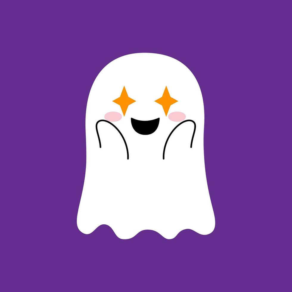 Halloween dessin animé kawaii fantôme content souriant visage vecteur