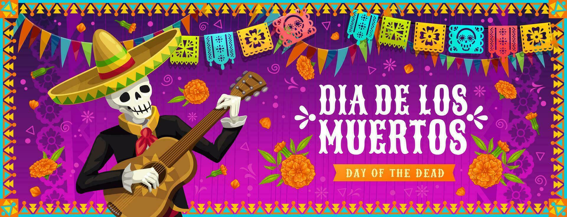 dia de los morts, mexicain mariachi squelette vecteur