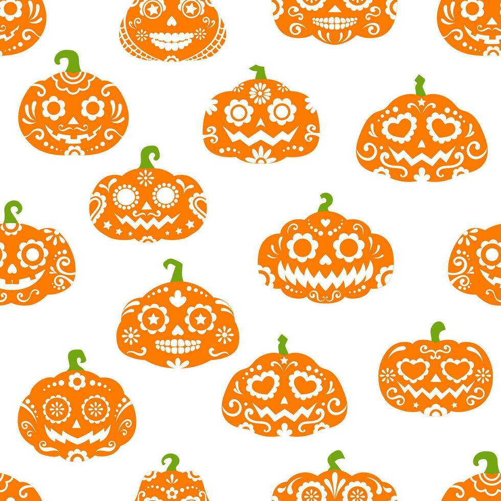 modèle sans couture de caractères citrouille halloween vecteur