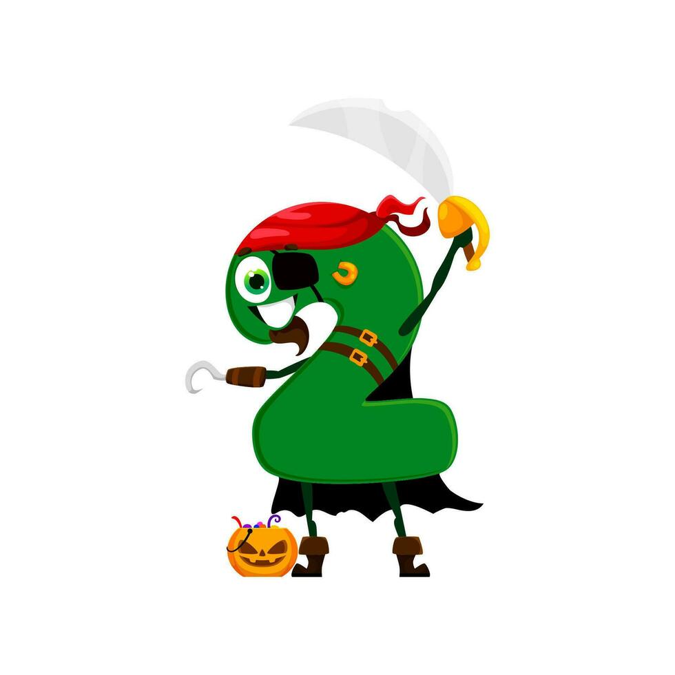 Halloween dessin animé nombre 2 pirate costume, vacances vecteur