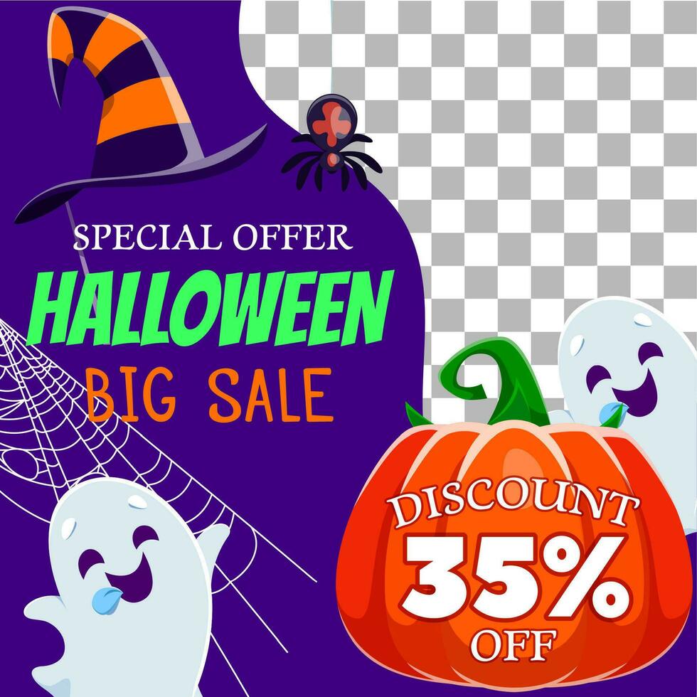 Halloween vacances vente bannière avec araignée, des fantômes vecteur