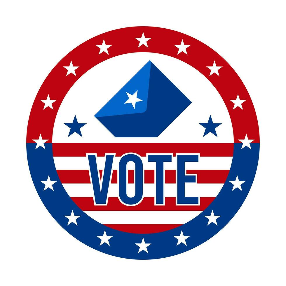 présidentiel élection voter badge - uni États de Amérique. Etats-Unis patriotique symbole - américain drapeau. démocratique républicain soutien broche, emblème, timbre ou bouton. vecteur