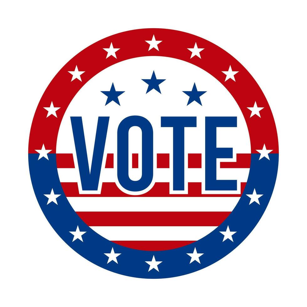 présidentiel élection voter badge - uni États de Amérique. Etats-Unis patriotique symbole - américain drapeau. démocratique républicain soutien broche, emblème, timbre ou bouton. vecteur