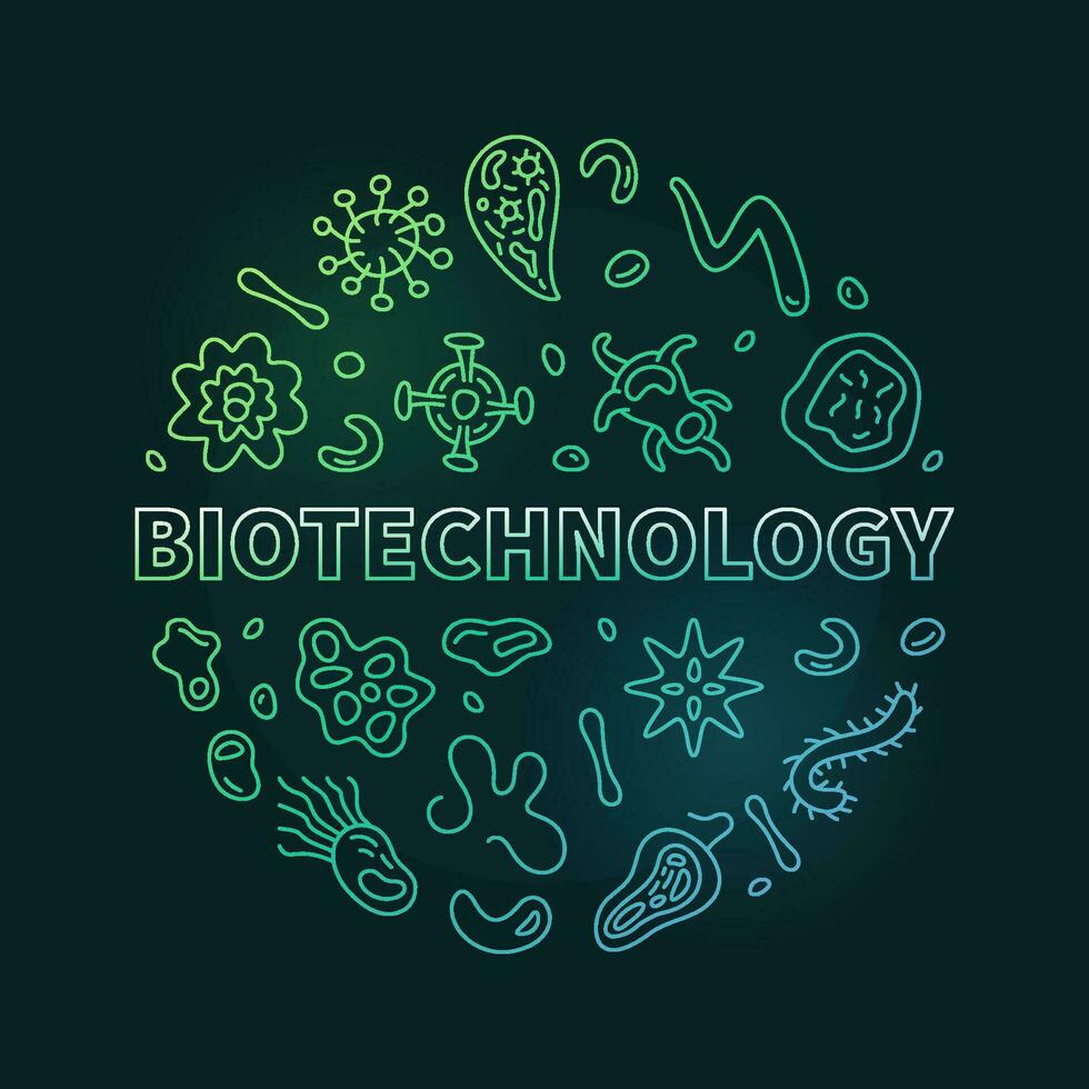 biotechnologie science concept ligne vecteur rond coloré bannière