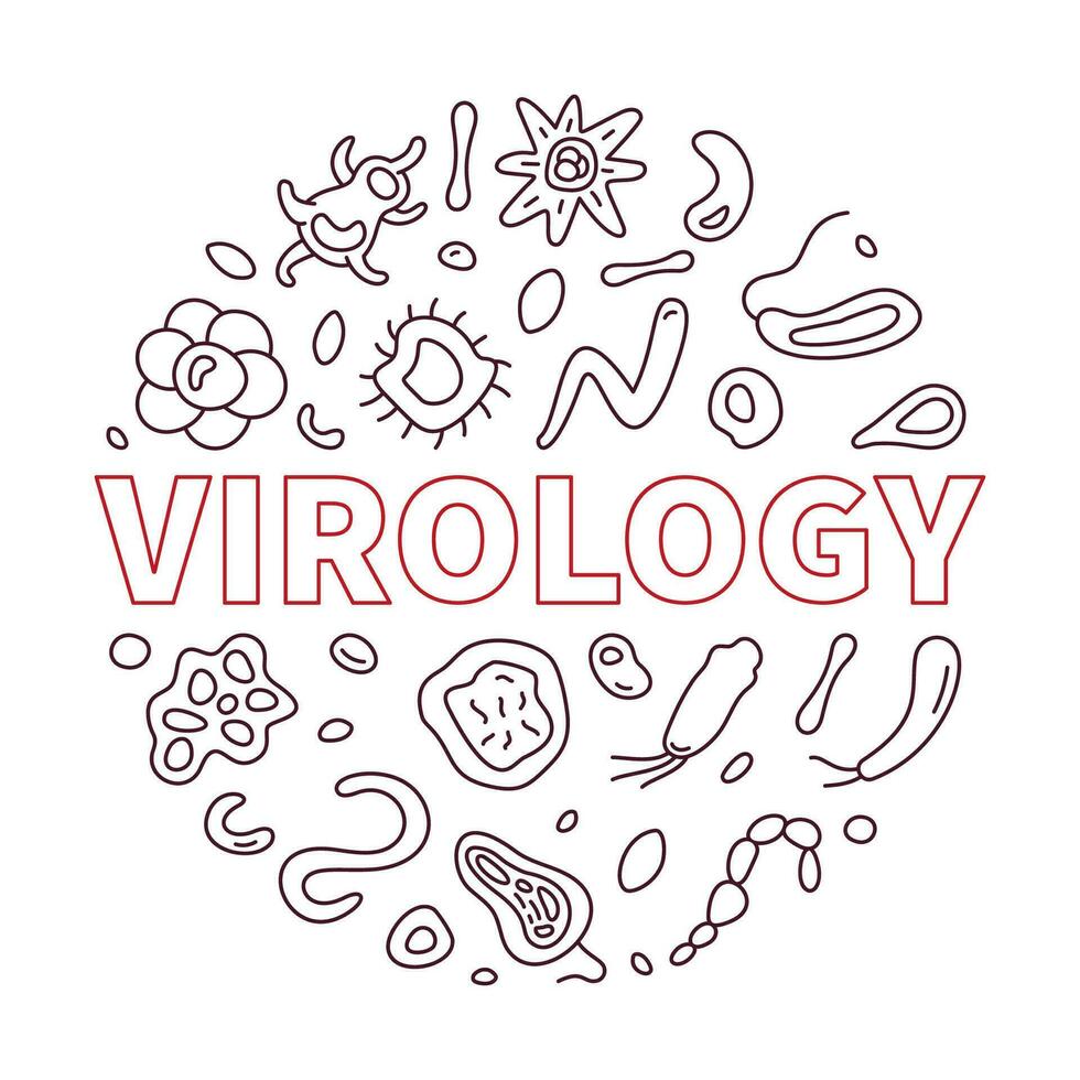 virologie vecteur microbiologie et virus concept mince ligne rond bannière