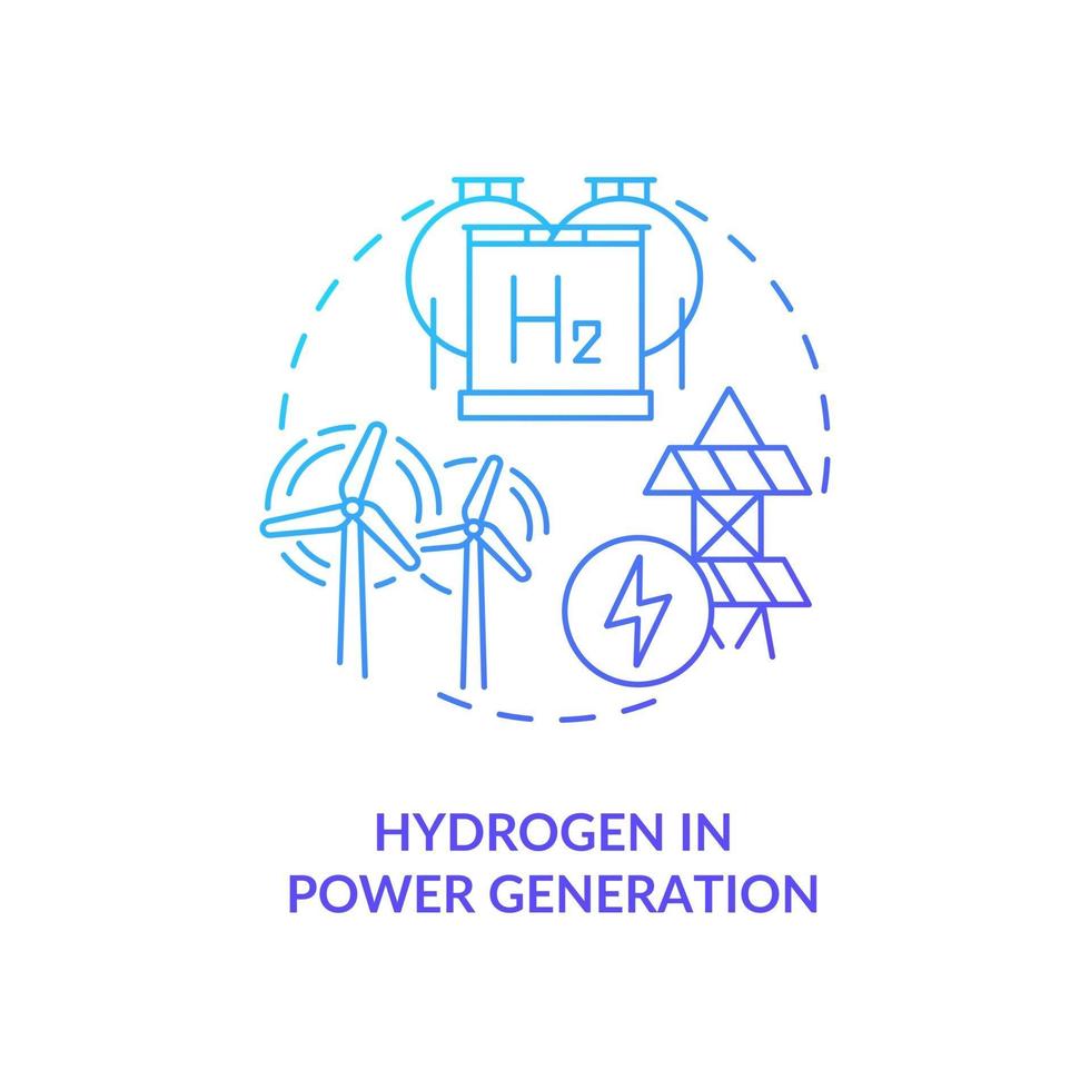 L'hydrogène dans l'icône du concept de production d'électricité vecteur