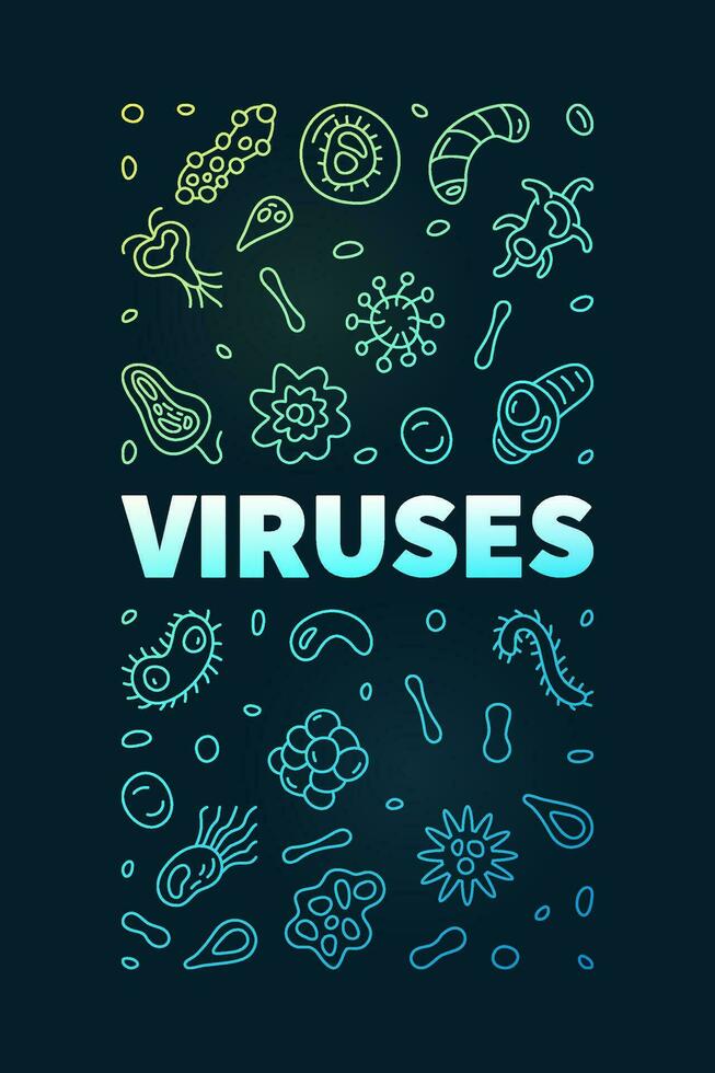 virus concept contour coloré verticale bannière fabriqué avec virus panneaux - vecteur illustration