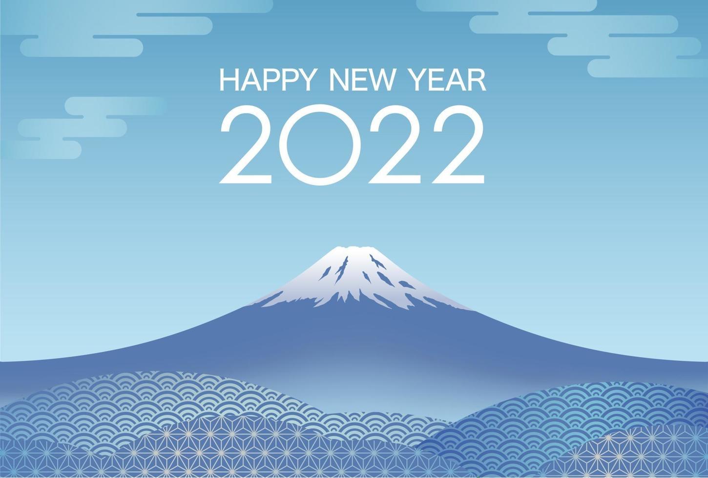 le modèle de carte de nouvel an de l'année 2022 avec ciel bleu et mt. fuji. vecteur