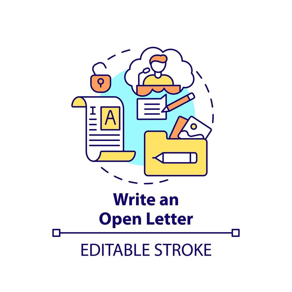 écrire l'icône de concept de lettre ouverte vecteur