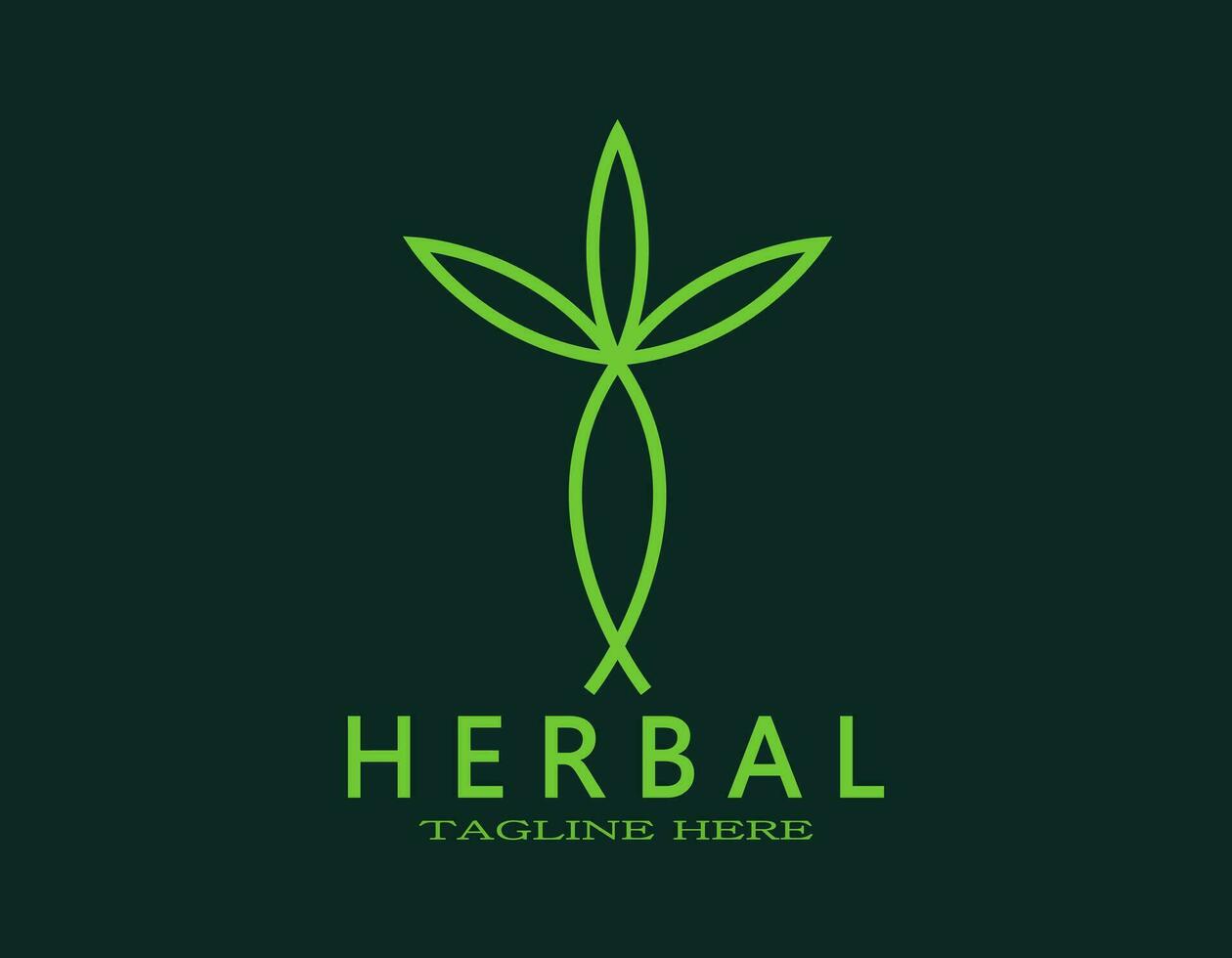 à base de plantes logo avec vert. bien-être vecteur illustration. élégant conception avec Humain cette ressemble une Célibataire arbre. adapté Naturel logo pour à base de plantes des produits, en bonne santé, Humain se soucier, médecine, et clinique.