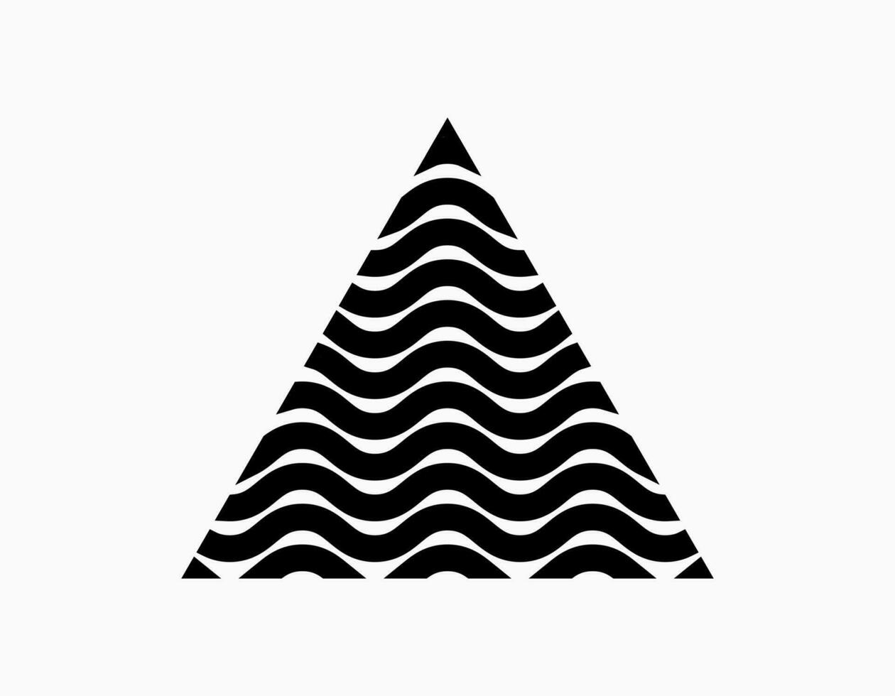 ondulé Triangle icône. noir Triangle avec optique illusion et 3d vecteur illustration. branché signe symbole illustration avec métallique couleur.