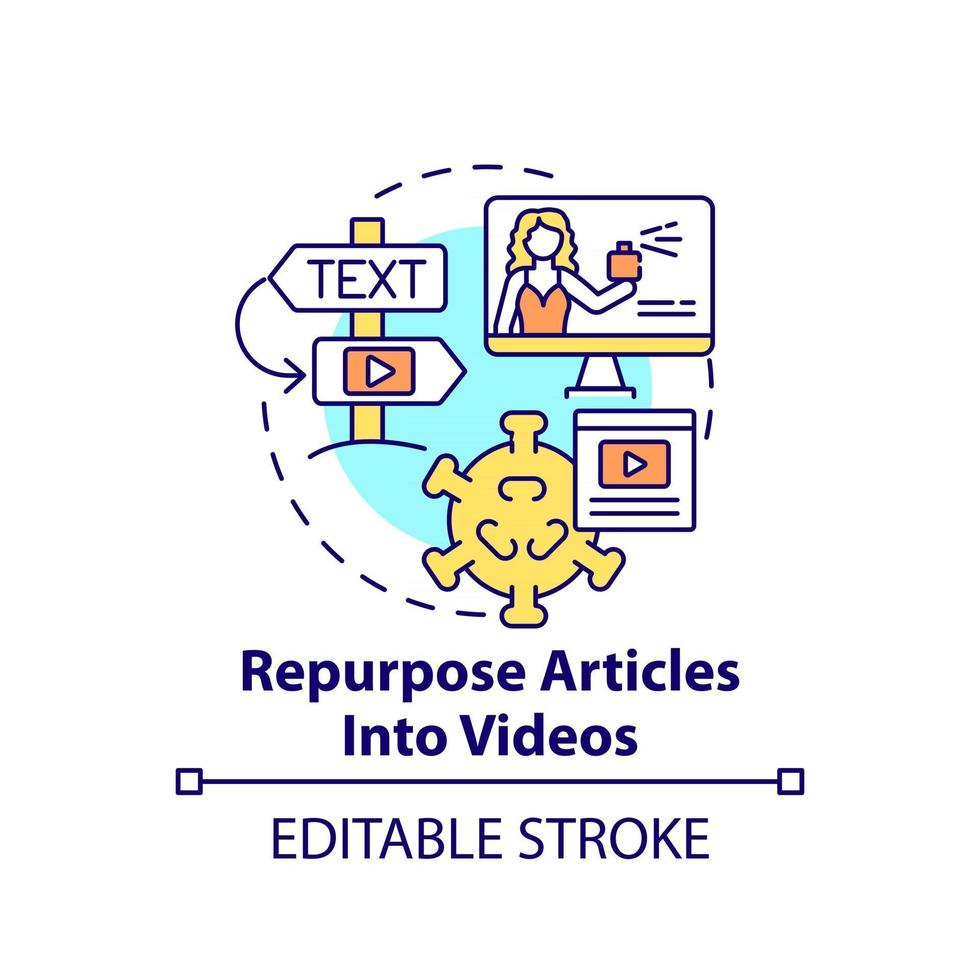 réutiliser des articles en icône de concept de vidéos vecteur