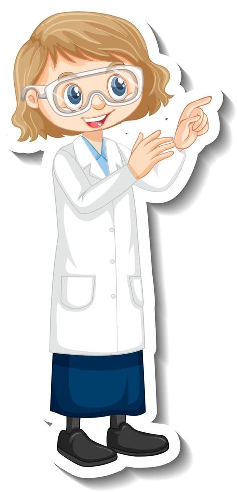 personnage de dessin animé de fille scientifique en posture debout vecteur